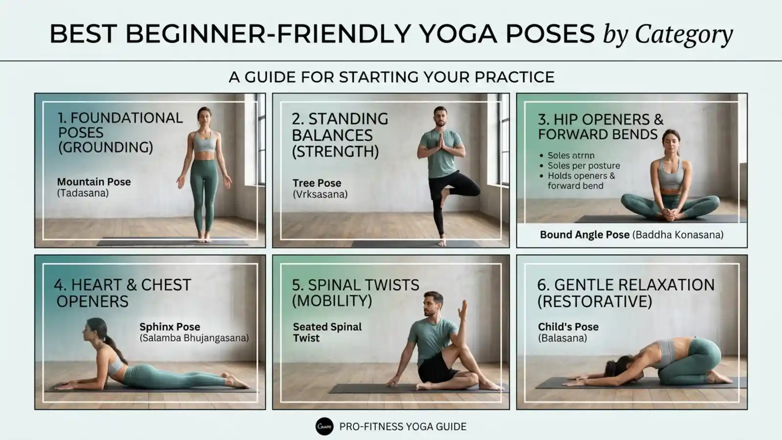 Best Beginner-Friendly Yoga Poses by Category