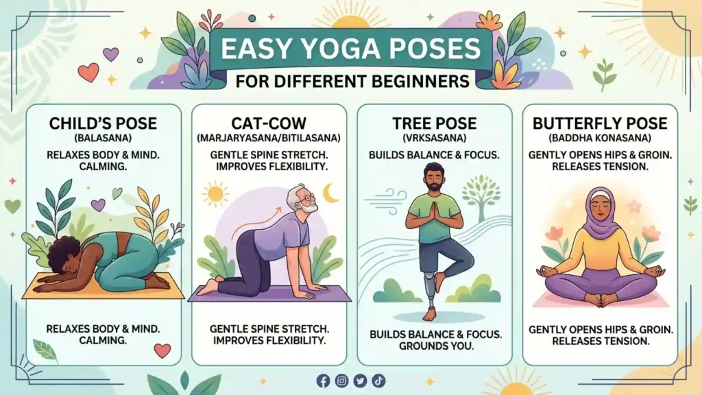 Easy Yoga Poses for Different Beginners