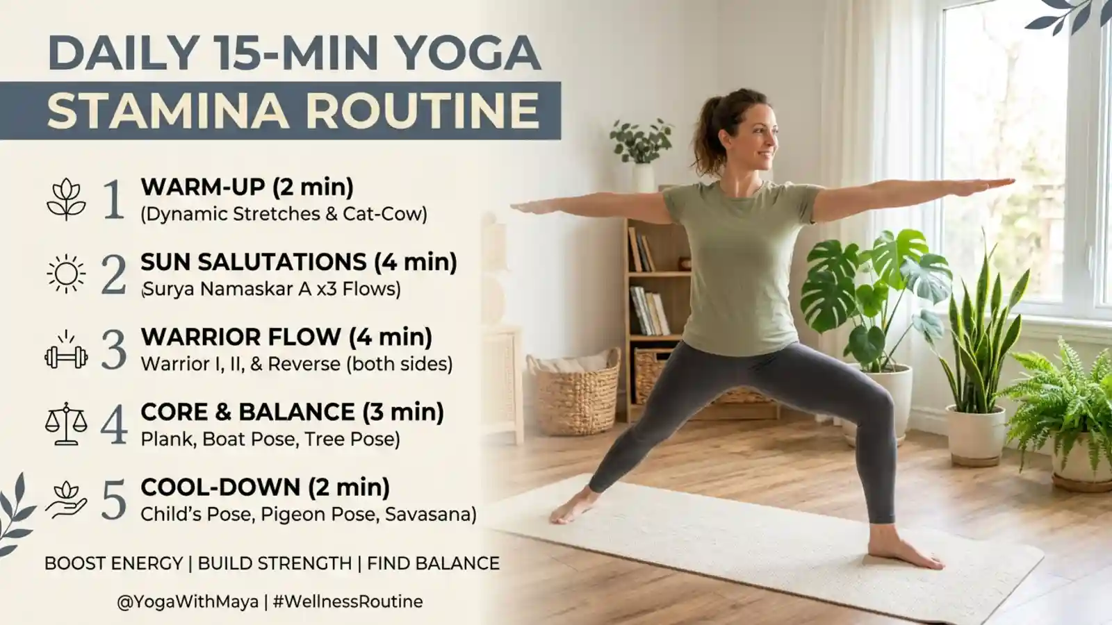 Sample 15-Minute Yoga Stamina Workout at Home