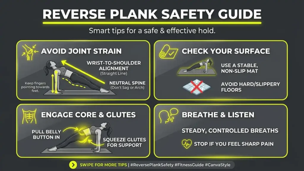 Reverse Plank Safety Tips